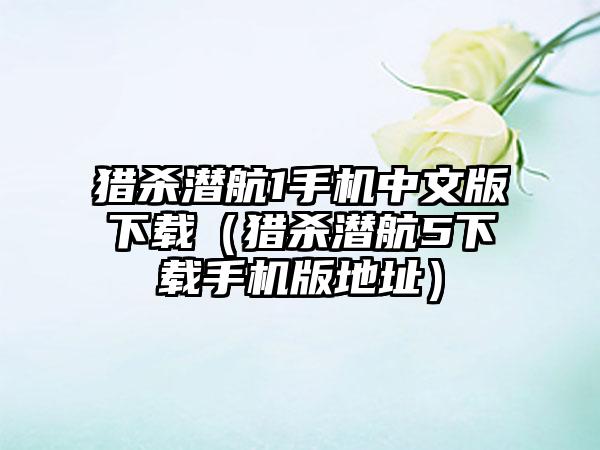 猎杀潜航1手机中文版（猎杀潜航5手机版地址）