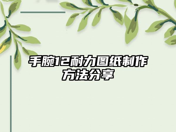 手腕12耐力图纸制作方法分享
