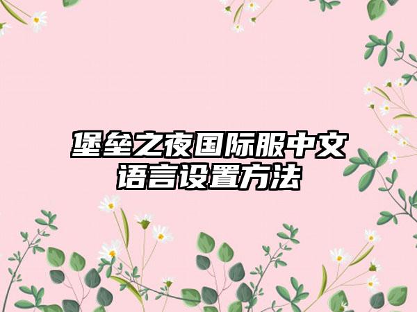 堡垒之夜国际服中文语言设置方法