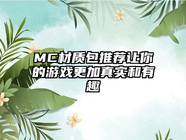 MC材质包推荐让你的游戏更加真实和有趣