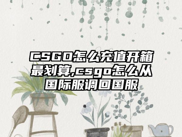 CSGO怎么充值开箱最划算,csgo怎么从国际服调回国服