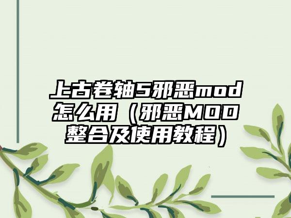 上古卷轴5邪恶mod怎么用（邪恶MOD整合及使用教程）