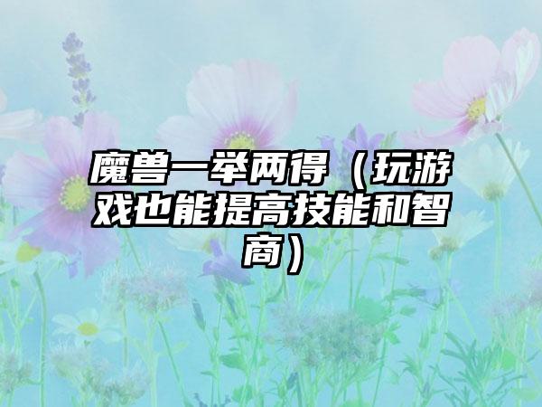 魔兽一举两得（玩游戏也能提高技能和智商）