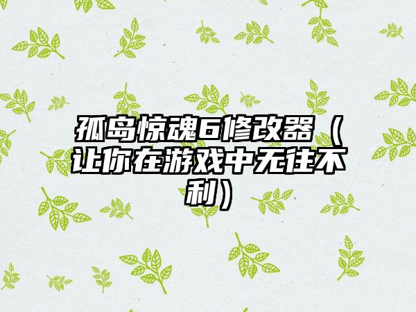 孤岛惊魂6修改器（让你在游戏中无往不利）