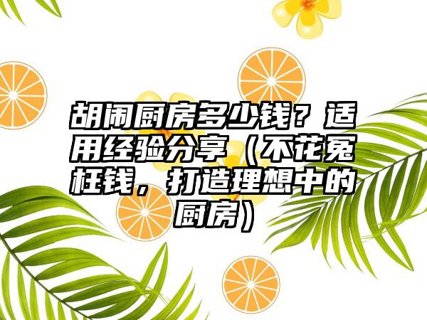 胡闹厨房多少钱？适用经验分享（不花冤枉钱，打造理想中的厨房）