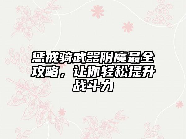 惩戒骑武器附魔最全攻略，让你轻松提升战斗力