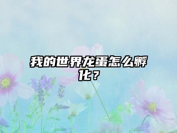 我的世界龙蛋怎么孵化？