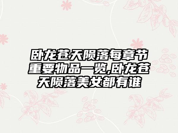 卧龙苍天陨落每章节重要物品一览,卧龙苍天陨落美女都有谁