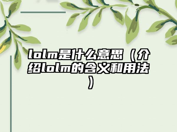 lolm是什么意思（介绍lolm的含义和用法）