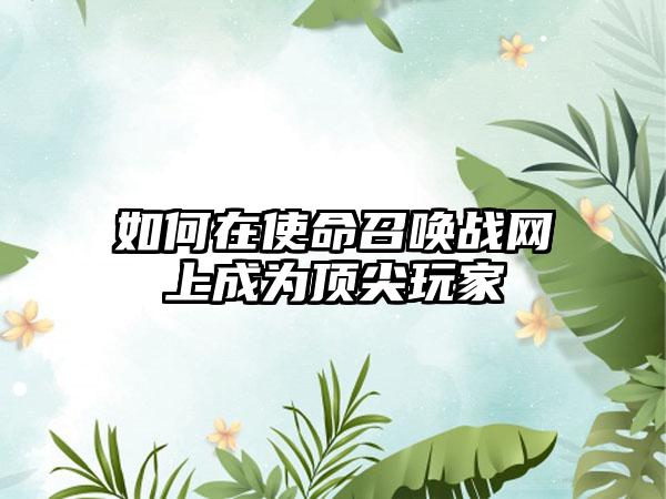 如何在使命召唤战网上成为顶尖玩家