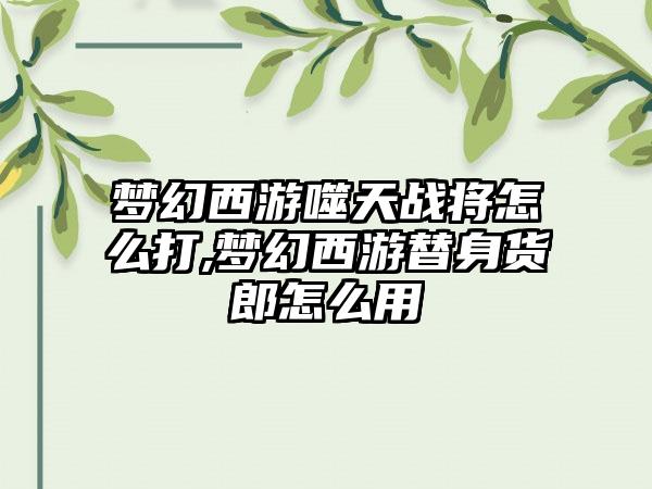 梦幻西游噬天战将怎么打,梦幻西游替身货郎怎么用