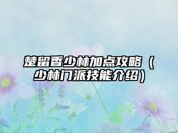 楚留香少林加点攻略（少林门派技能介绍）
