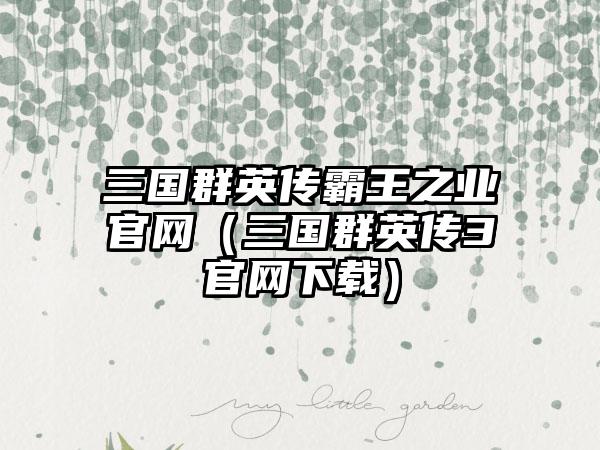 三国群英传霸王之业（三国群英传3）