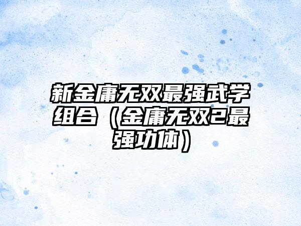 新金庸无双最强武学组合（金庸无双2最强功体）