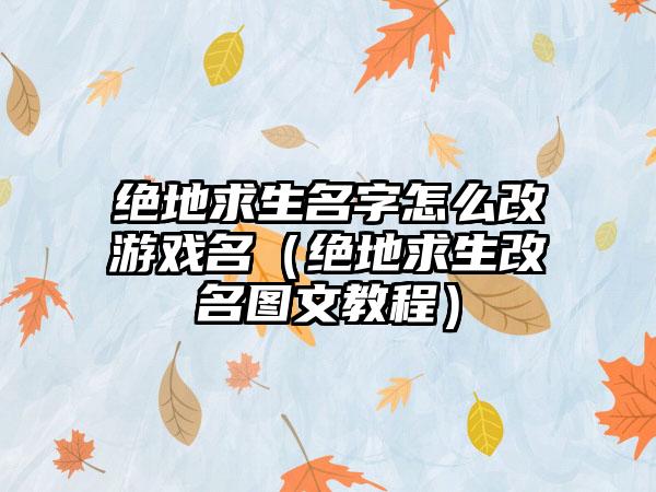 绝地求生名字怎么改游戏名（绝地求生改名图文教程）
