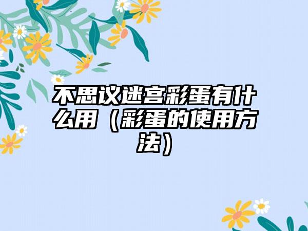 不思议迷宫彩蛋有什么用（彩蛋的使用方法）