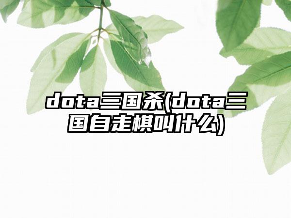 dota三国杀(dota三国自走棋叫什么)