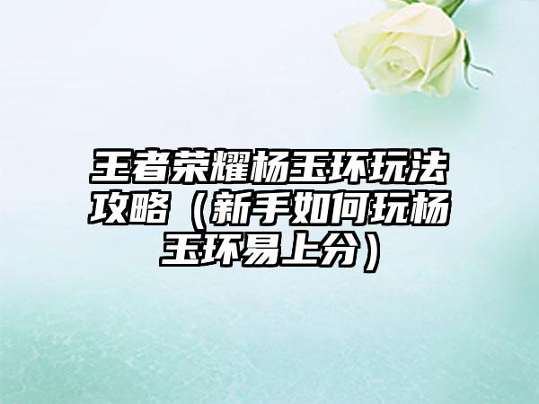 王者荣耀杨玉环玩法攻略（新手如何玩杨玉环易上分）