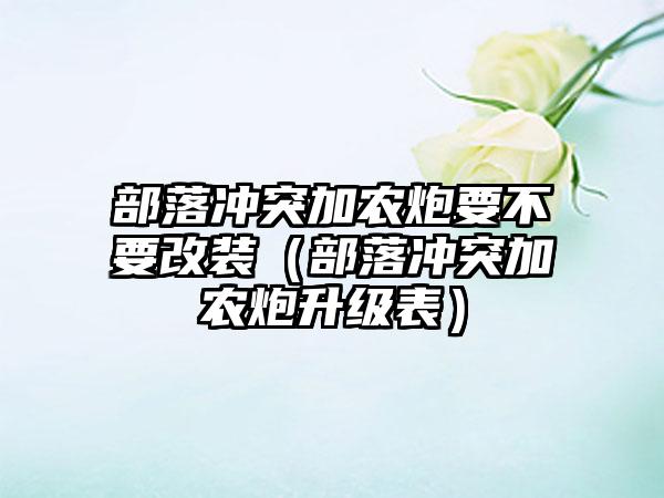 部落冲突加农炮要不要改装（部落冲突加农炮升级表）