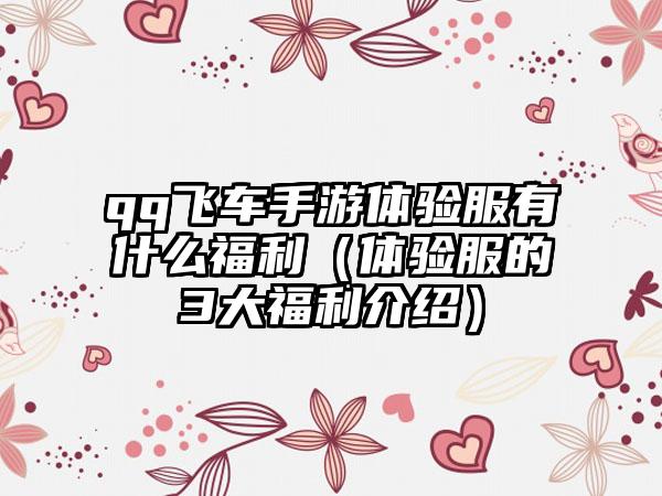 qq飞车手游体验服有什么福利（体验服的3大福利介绍）