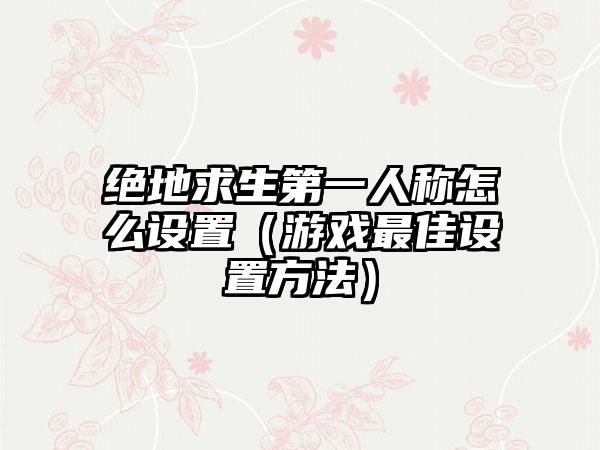 绝地求生第一人称怎么设置（游戏最佳设置方法）