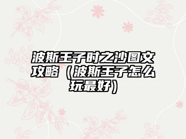 波斯王子时之沙图文攻略（波斯王子怎么玩最好）