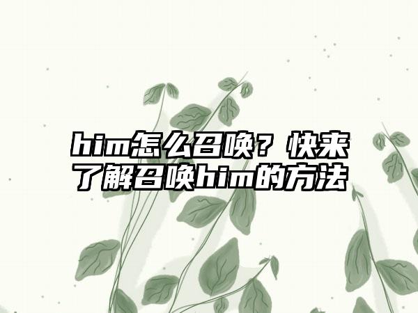 him怎么召唤？快来了解召唤him的方法