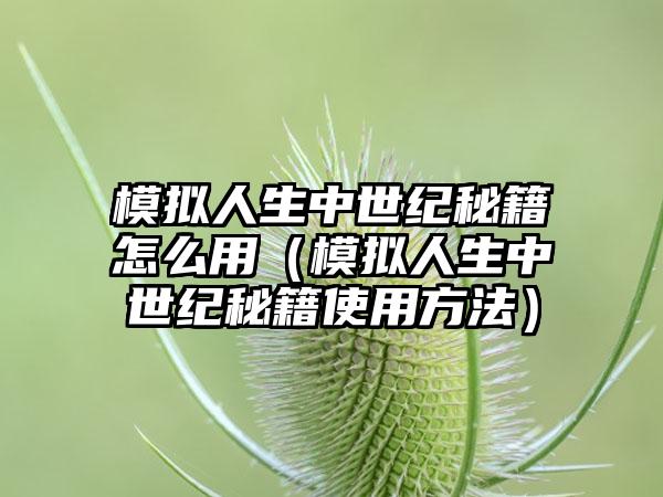 模拟人生中世纪秘籍怎么用（模拟人生中世纪秘籍使用方法）