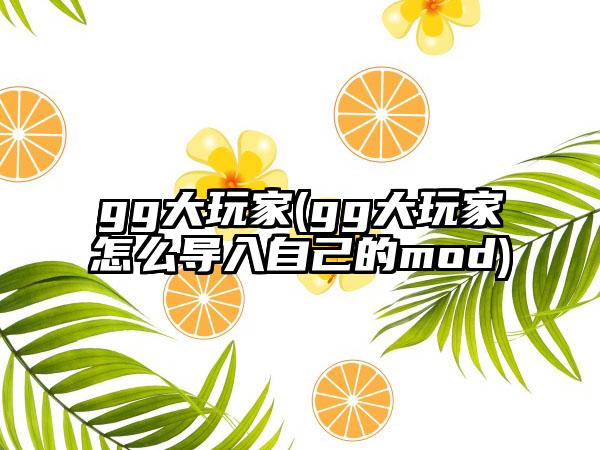 gg大玩家(gg大玩家怎么导入自己的mod)