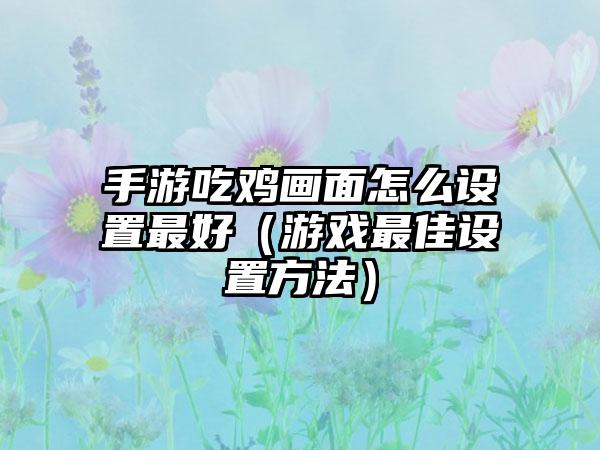 手游吃鸡画面怎么设置最好（游戏最佳设置方法）