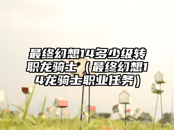 最终幻想14多少级转职龙骑士（最终幻想14龙骑士职业任务）