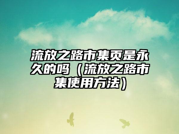 流放之路市集页是永久的吗（流放之路市集使用方法）