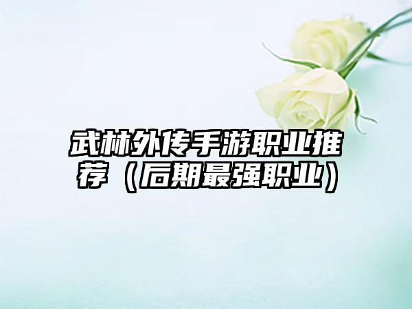 武林外传手游职业推荐（后期最强职业）