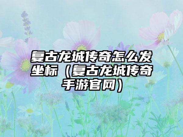 复古龙城传奇怎么发坐标（复古龙城传奇手游）