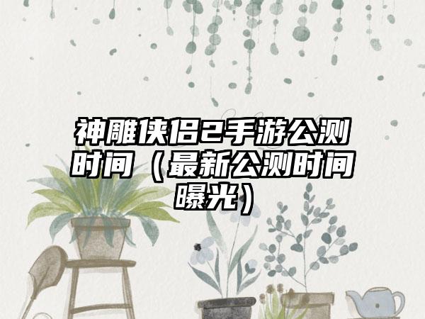 神雕侠侣2手游公测时间（最新公测时间曝光）