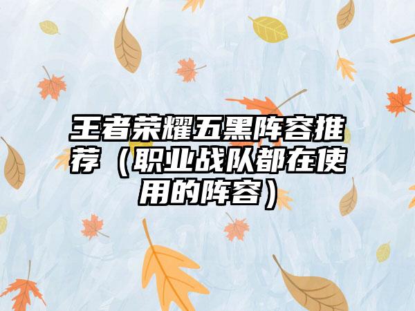 王者荣耀五黑阵容推荐（职业战队都在使用的阵容）