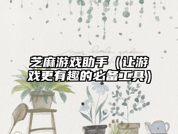 芝麻游戏助手（让游戏更有趣的必备工具）