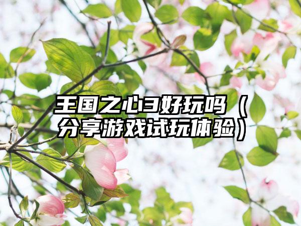 王国之心3好玩吗（分享游戏试玩体验）
