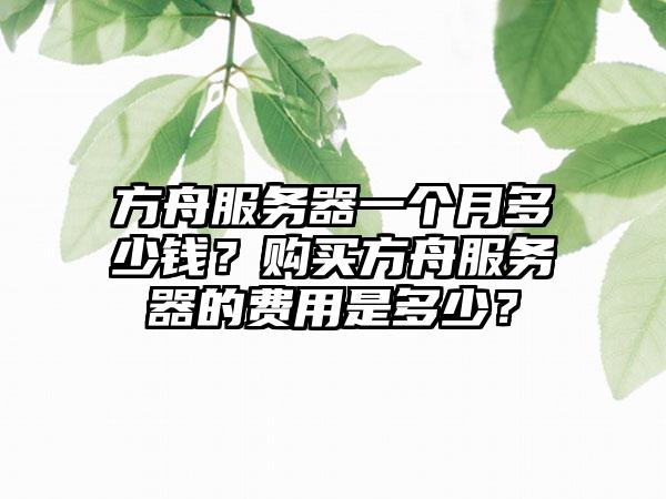 方舟服务器一个月多少钱？购买方舟服务器的费用是多少？