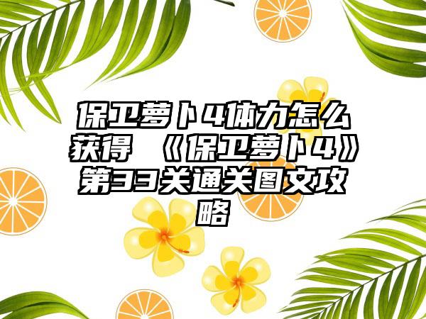 保卫萝卜4体力怎么获得 《保卫萝卜4》第33关通关图文攻略