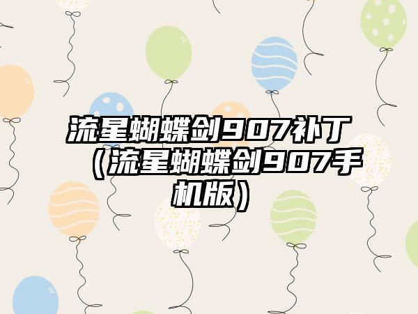 流星蝴蝶剑907补丁（流星蝴蝶剑907手机版）