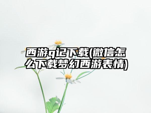 西游q记(微信怎么梦幻西游表情)