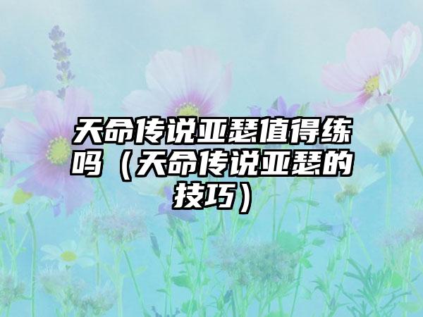 天命传说亚瑟值得练吗（天命传说亚瑟的技巧）