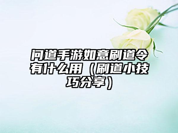 问道手游如意刷道令有什么用（刷道小技巧分享）