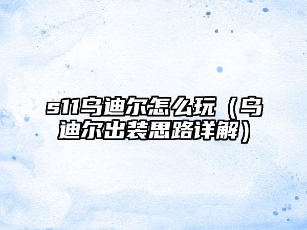 s11乌迪尔怎么玩（乌迪尔出装思路详解）