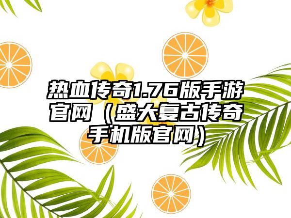 热血传奇1.76版手游（盛大复古传奇手机版）
