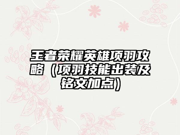 王者荣耀英雄项羽攻略（项羽技能出装及铭文加点）