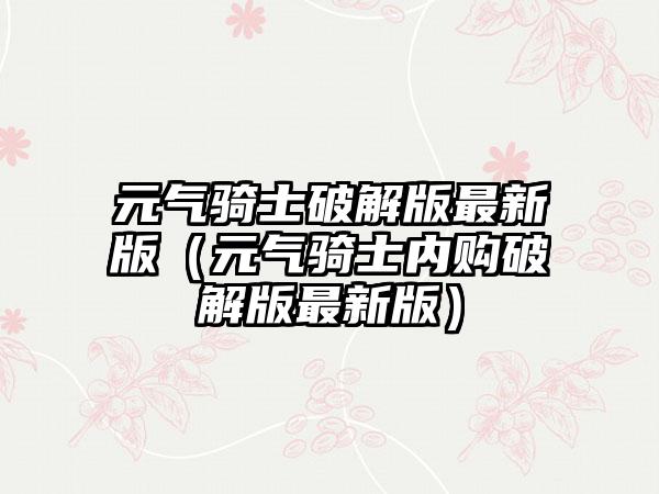 元气骑士破解版最新版(元气骑士内购破解版最新版)