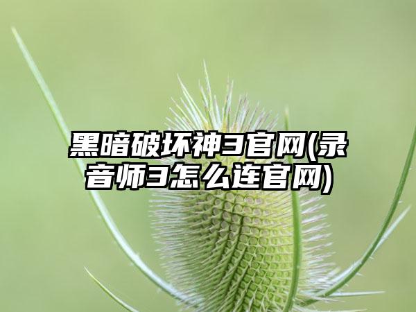 黑暗破坏神3(录音师3怎么连)