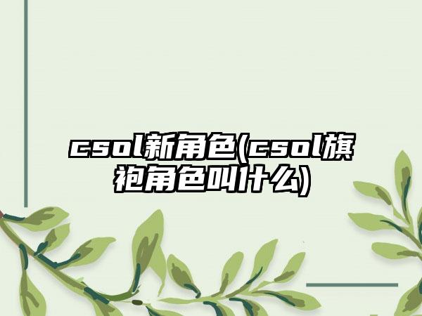 csol新角色(csol旗袍角色叫什么)